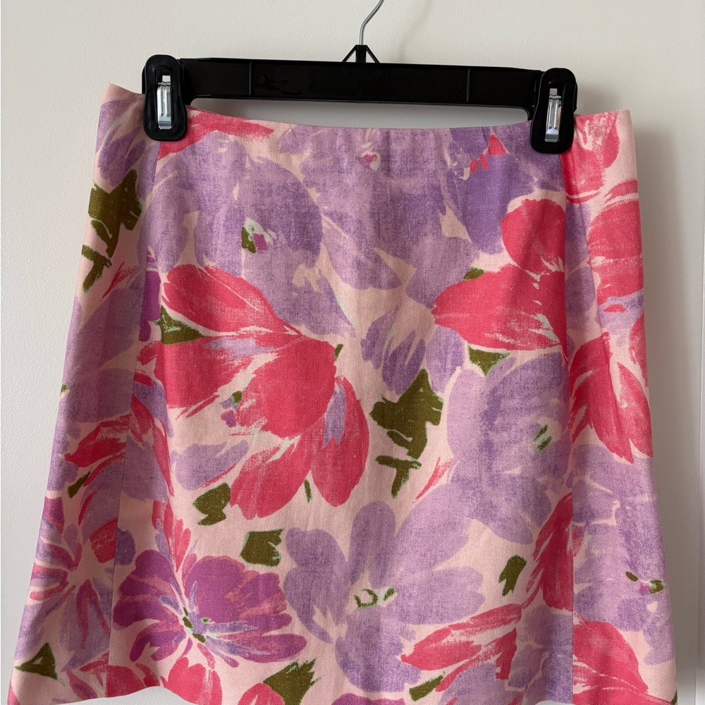Sezane Pink and Purple A-Line Mini Skirt Resort Wear